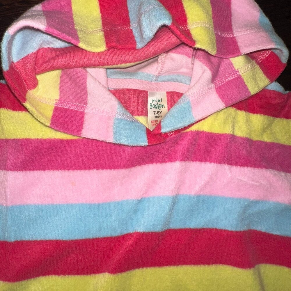 Mini Boden Girls Hooded Striped Tunic Dress - Picture 2 of 5
